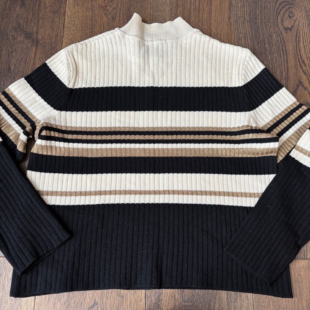 Vintage St John Sport Wool Blend Mock Neck Sweater Striped, Size Small - Picture 11 of 13
